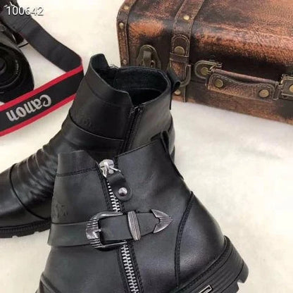 Hand-embossed Zipper Martin Boots