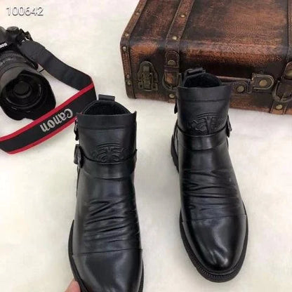 Hand-embossed Zipper Martin Boots