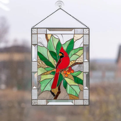 Cardinal Stained Window Panel