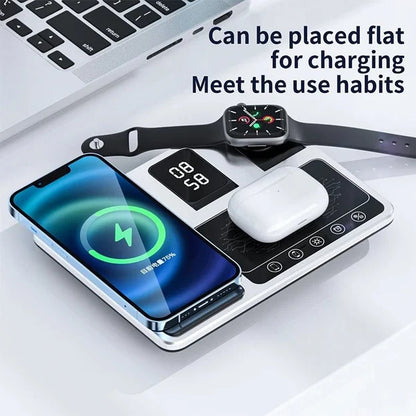 4 in 1 Alarm Clock Wireless Charger Stand