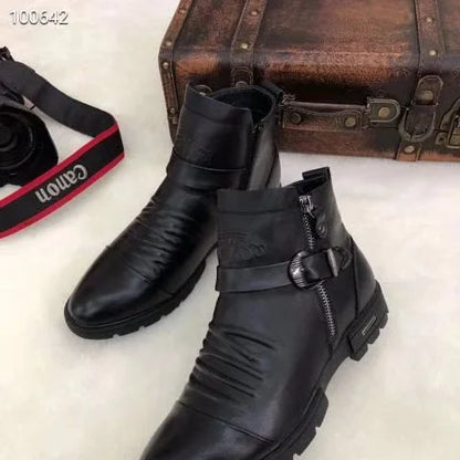 Hand-embossed Zipper Martin Boots