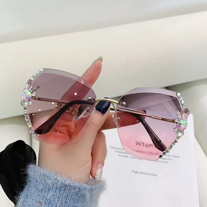 Woman Rimless Diamond Sunglasses