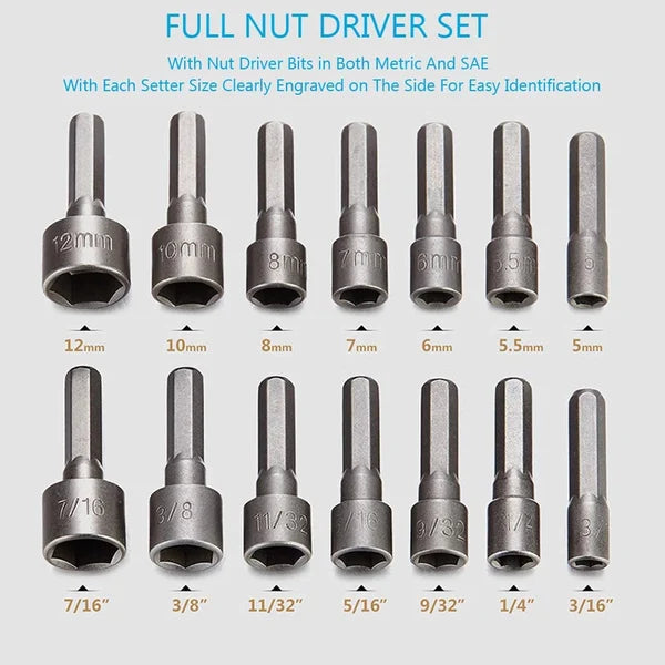 Power Nut Driver 14 Pcs Set